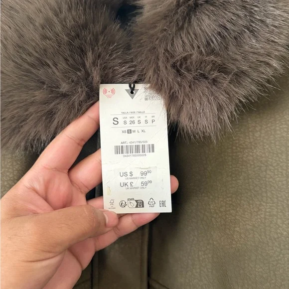 Zara women’s brown faux suede jacket size small - Picture 5 of 9